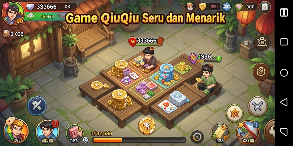 Tampilan gameplay QiuQiu yang seru di aplikasi 333666.