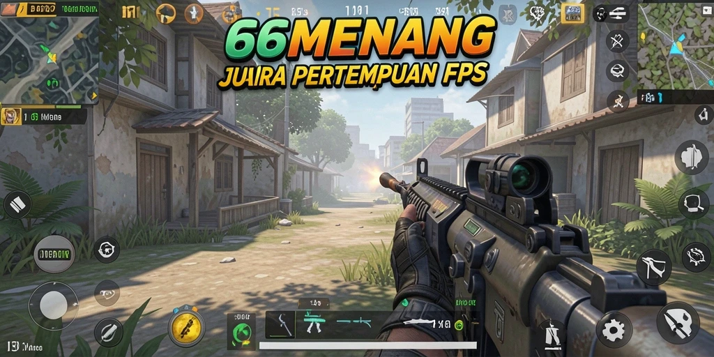 Screenshot utama menampilkan aksi gameplay intens dalam pertempuran FPS.