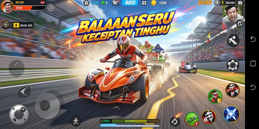 Tampilan gameplay seru di 88ID dengan mobil balap berkualitas tinggi.