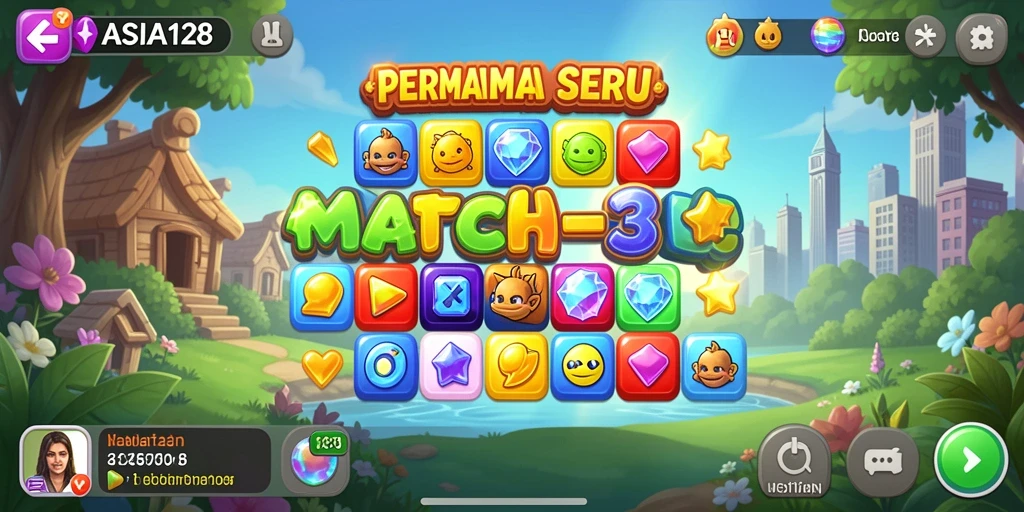 Tangkapan layar ASIA128 menampilkan gameplay menarik dari permainan Match-3.