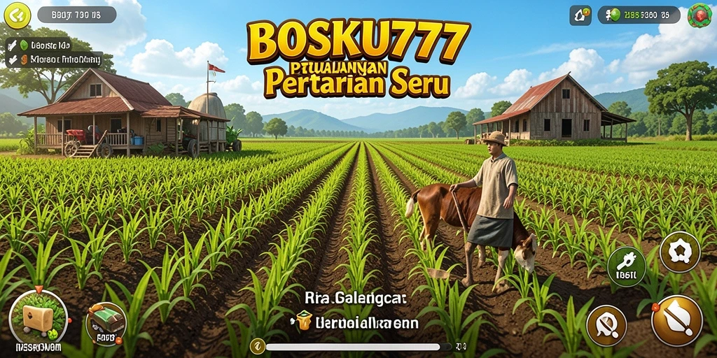 Screenshot gameplay BOSKU777 yang menampilkan aktivitas pertanian seru.