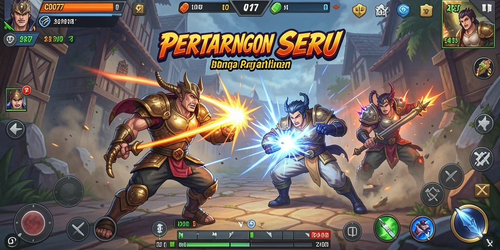 Tampilan gameplay COO77 yang seru saat bertarung dengan karakter berbeda.