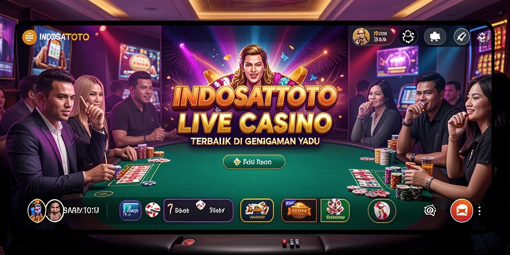 Tampilan utama gameplay Live Casino INDOSATTOTO dengan dealer nyata.