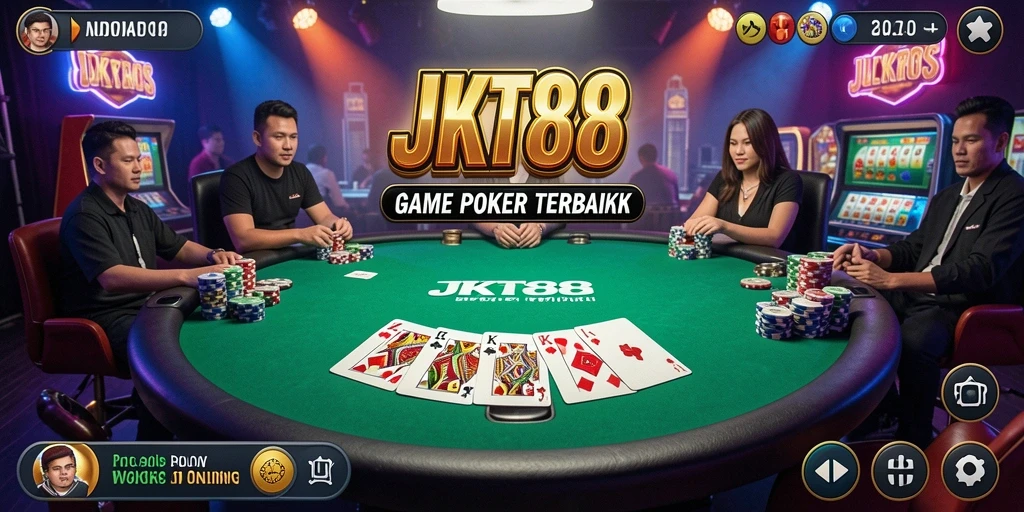 Tangkapan layar JKT88 menampilkan pemain yang berkompetisi dalam permainan Poker seru.