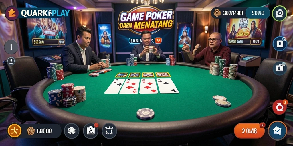 Tampilan gameplay menarik di aplikasi Poker QUARKPLAY.