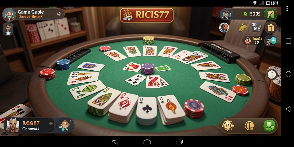 Tampilan gameplay seru dari RICIS77 yang menghadirkan Gaple klasik.