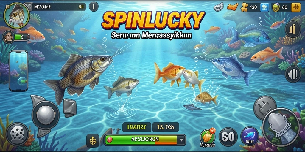 Screenshot SPINLUCKY menampilkan momen seru saat memancing.